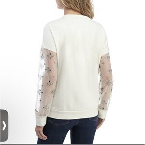 Kaari Blue Beaded Emellished Sleeves Sweatshirt Size Medium